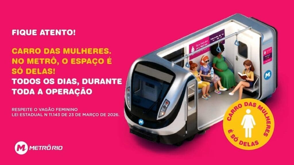 Ação MetrôRio vagão feminino