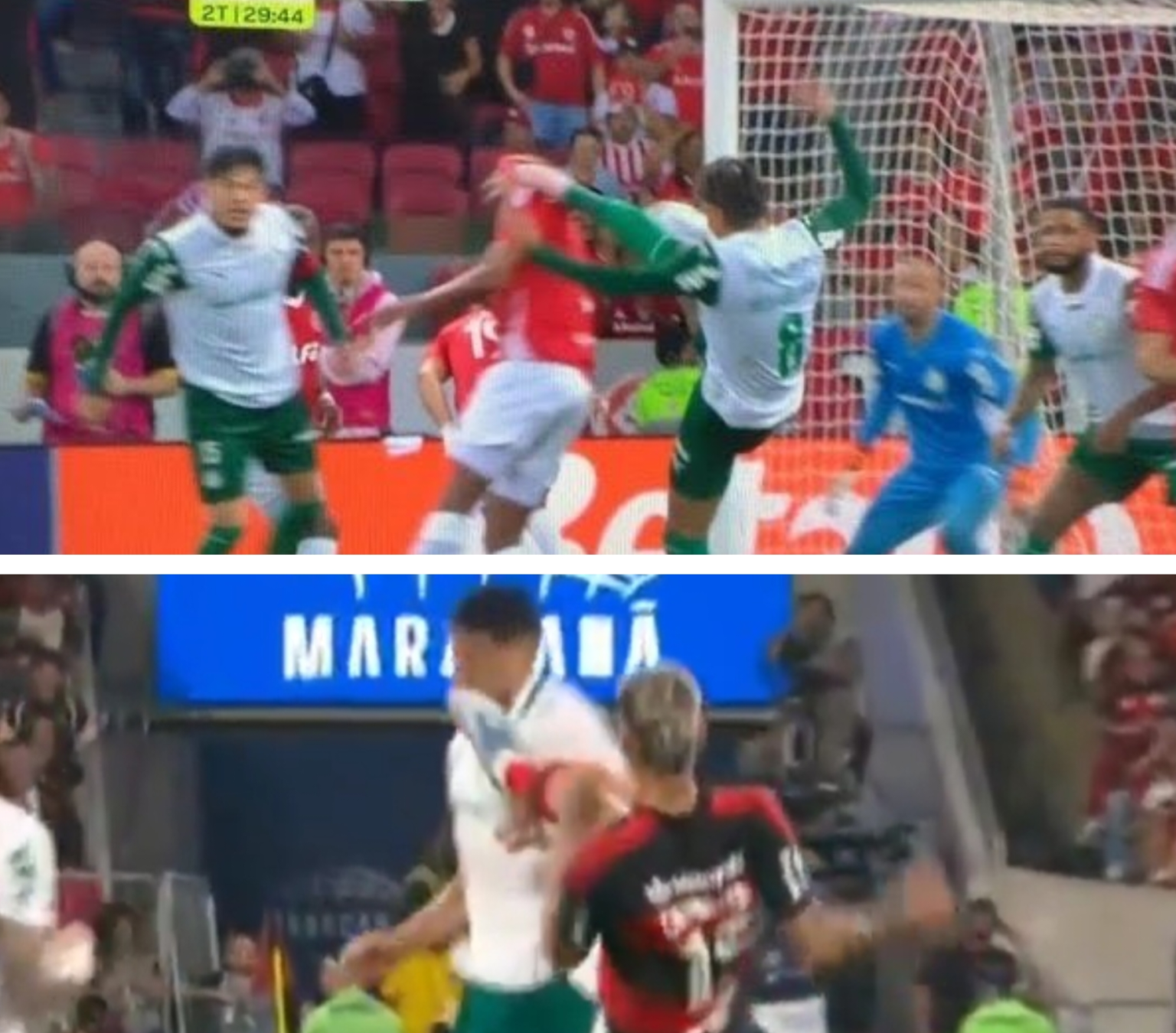 Comparação dos lances de Carrascal e Richard Ríos, de Flamengo e Palmeiras