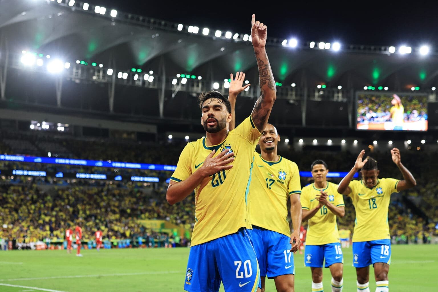 Seleção Brasileira atropela Panamá com gols de Vini Jr e Paquetá Lucas Paquetá comemora gol pela Seleção Brasileira, no Maracanã