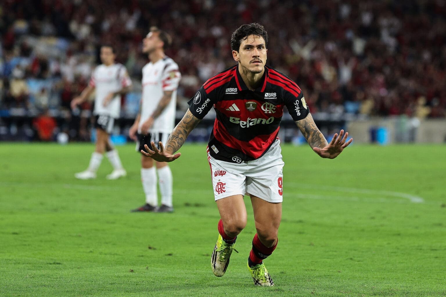 Flamengo busca igualar próprio recorde na Libertadores Pedro comemora gol pelo Flamengo na Libertadores 2026, no Maracanã