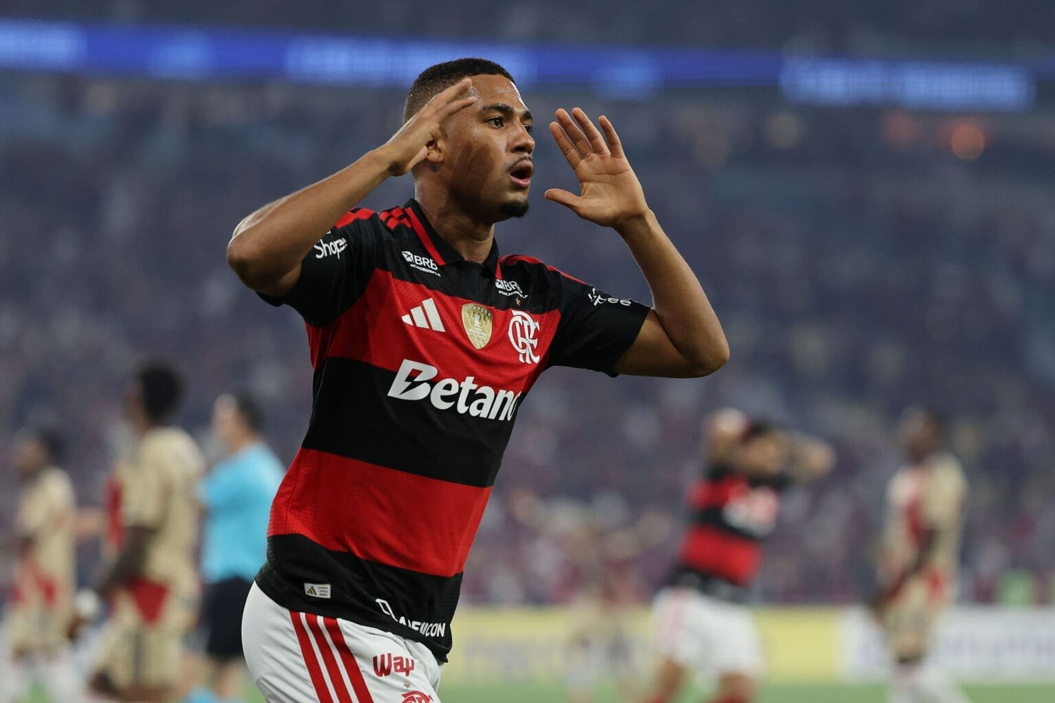 Samuel Lino durante Independiente Medellín x Flamengo na Libertadores