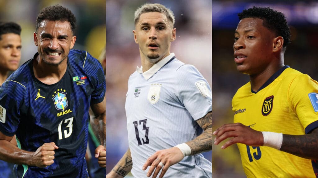 Danilo, Varela e Plata pelas seleções durante a Copa do Mundo