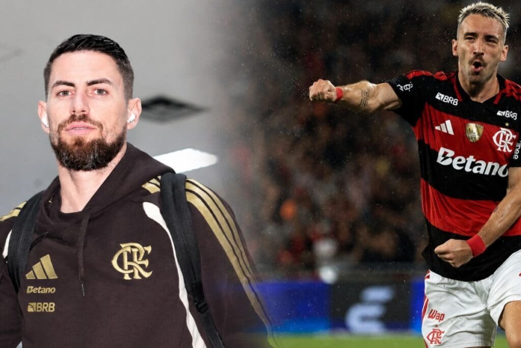 Montagem com fotos de Jorginho a esquerda e Léo Ortiz a direita