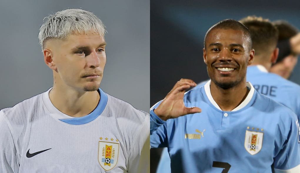 Varela e De la Cruz: onde assistir Arábia Saudita x Uruguai ao vivo hoje: horário, canais e guia Varela (esquerda) e De La Cruz (direita) com a camisa da Seleção Uruguaia; saiba onde assistir arábia saudita x uruguai
