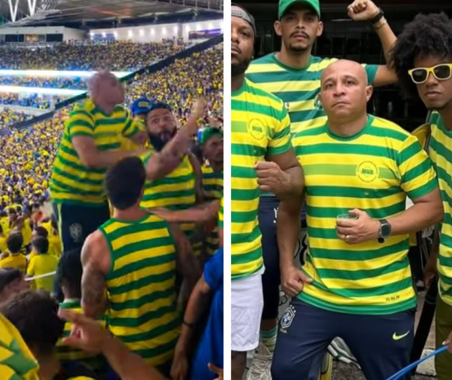 Da Raça aos EUA: Lula detalha missão de levar pressão à arquibancada da Seleção Brasileira com o MVA Lula da Raça apoiando o Brasil no Maracanã e com companheiros de MVA na foto ao lado