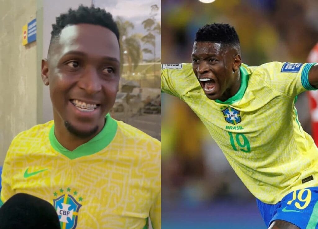 Luiz Henrique no Flamengo? Irmão do jogador responde Montagem de Luiz Henrique e seu irmão com a camisa da seleção brasileira falando sobre Flamengo
