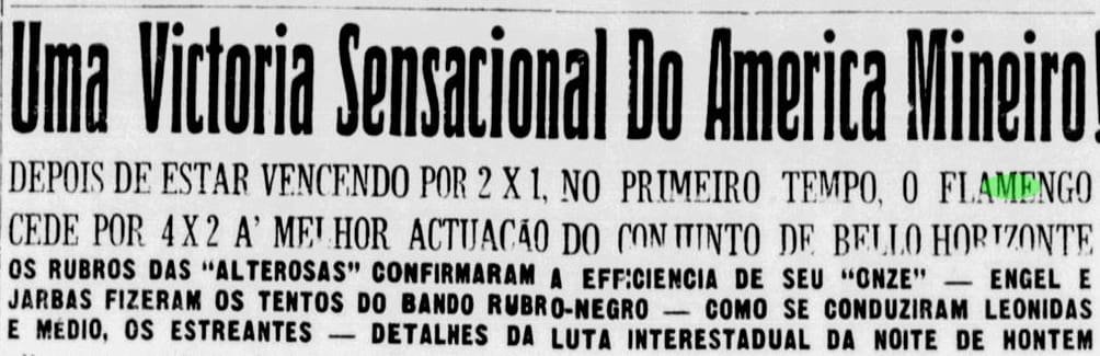 Jornal dos Sports, manchete conta sobre a derrota do Flamengo para o América-MG na estreia de Leônidas