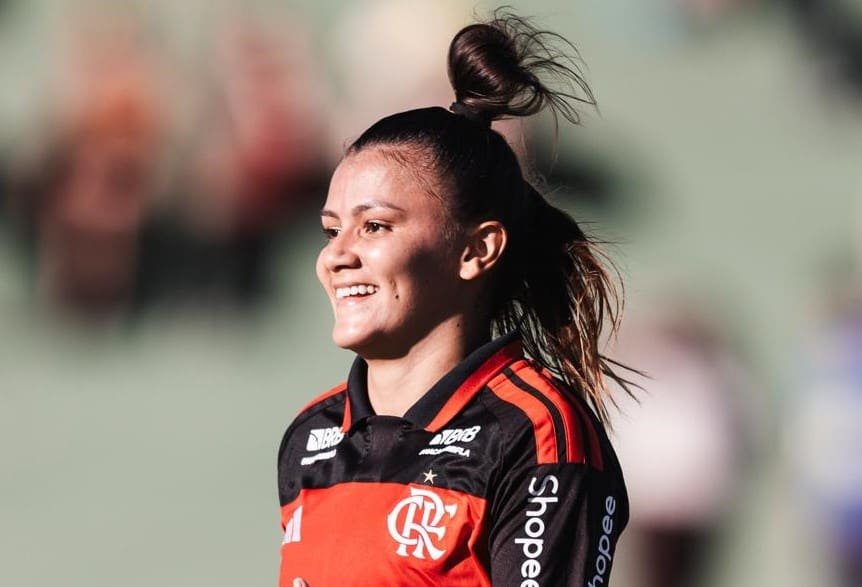 Flamengo goleia Peñarol e garante vaga na final da Ladies Cup Laysa comemora gol em Flamengo x Peñarol pela Ladies Cup (2)