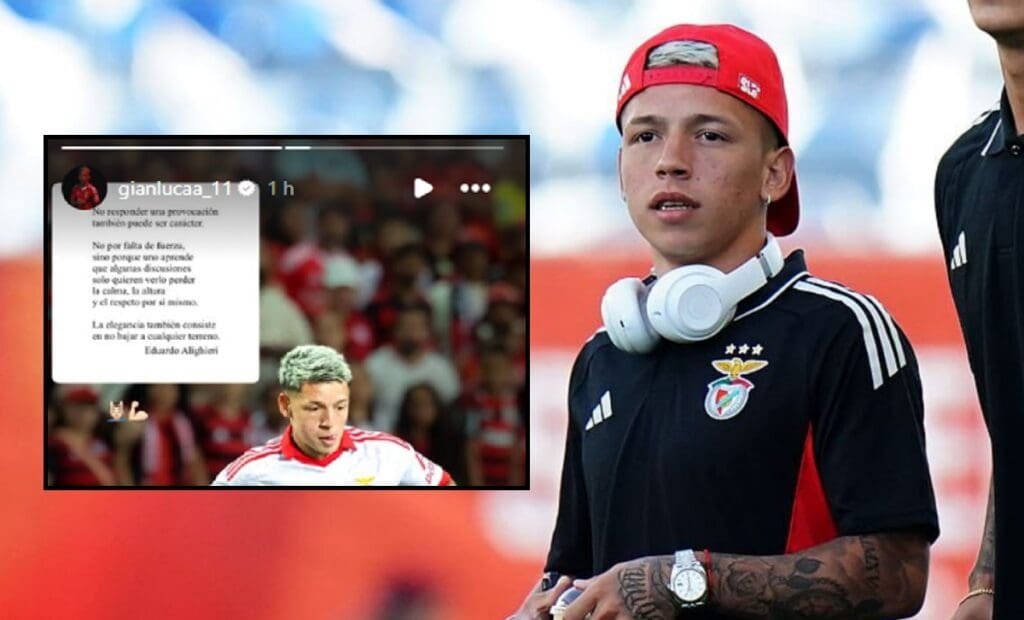 Prestianni responde provação da torcida do Flamengo no Instagram Prestianni Flamengo Benfica