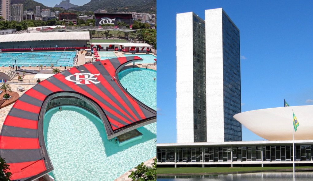 Modelo do Flamengo pode servir de exemplo para economia do Brasil? Gávea, sede do Flamengo, e Congresso Nacional
