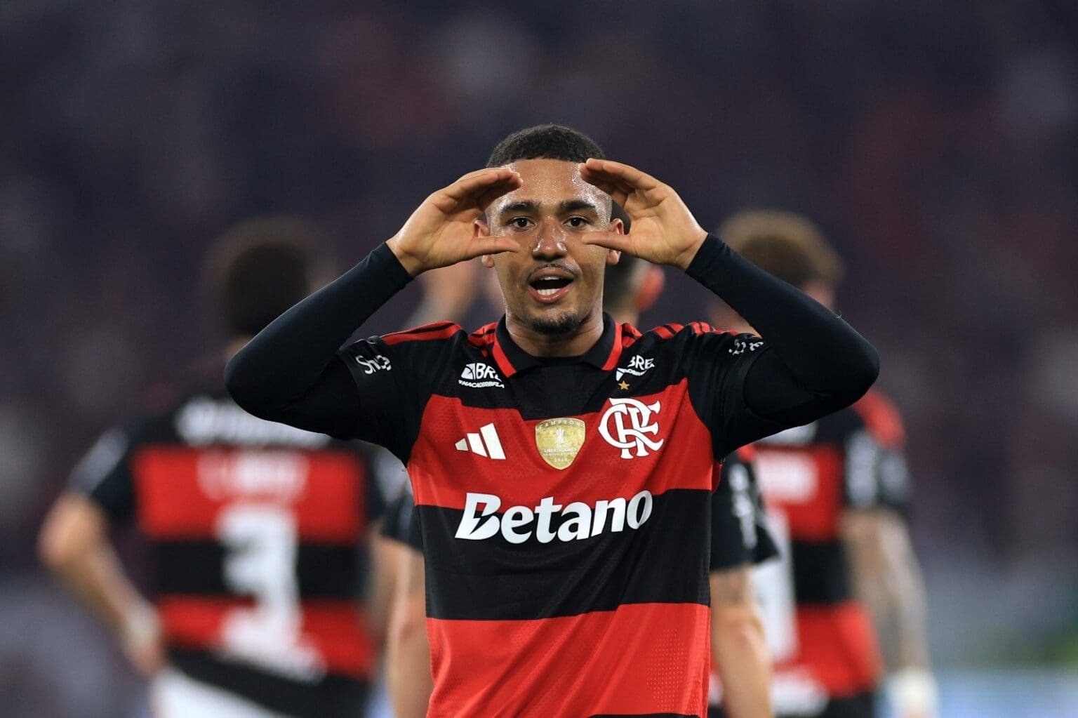 Samuel Lino comemora gol em Flamengo x Cruzeiro