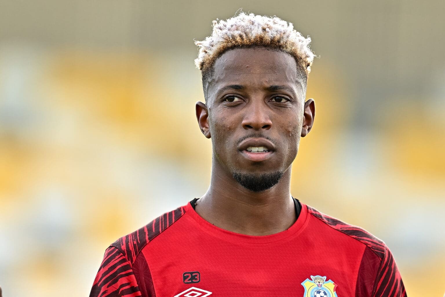 Simon Banza em treino do Congo na Copa do Mundo