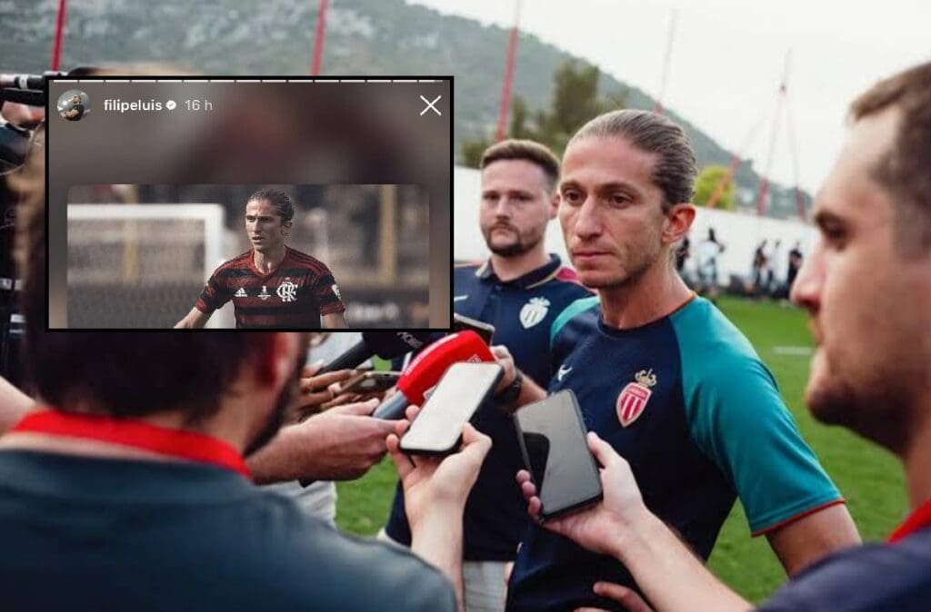 Filipe Luís responde a post do Flamengo em sua conta no Instagram filipe luís flamengo monaco