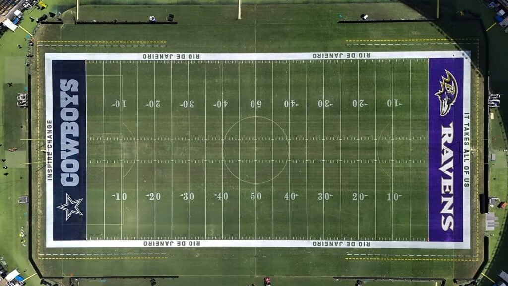 Sindicato de jogadores da NFL alerta sobre gramado do Maracanã antes de Cowboys x Ravens Gramado do Maracanã caracterizado para Cowboys x Ravens, NFL