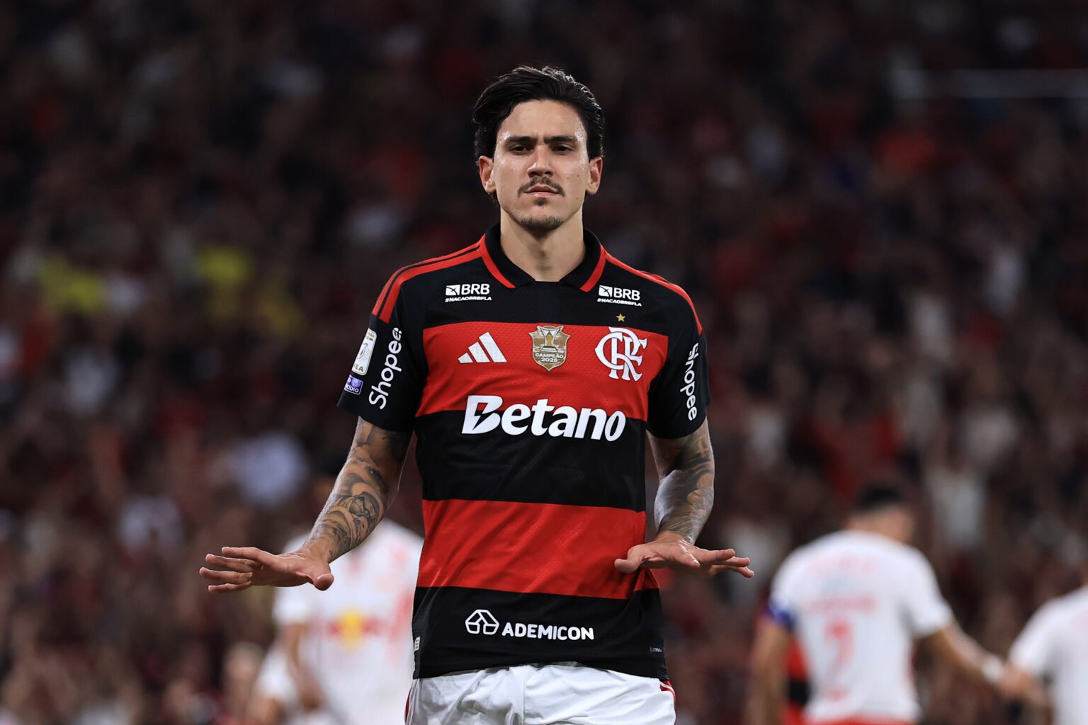Flamengo dispara nas chances de título do Brasileirão; veja números da UFMG Pedro comemora gol pelo Flamengo no Brasileirão