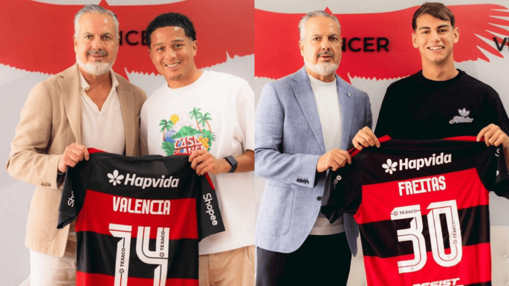 Anthony Valencia e Joaquín Freitas pelo Flamengo