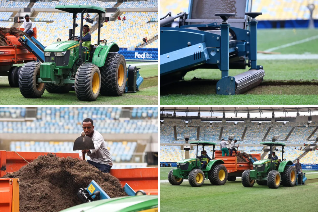 Maracanã inicia troca de gramado após jogo da NFL Maracanã inicia troca do gramado