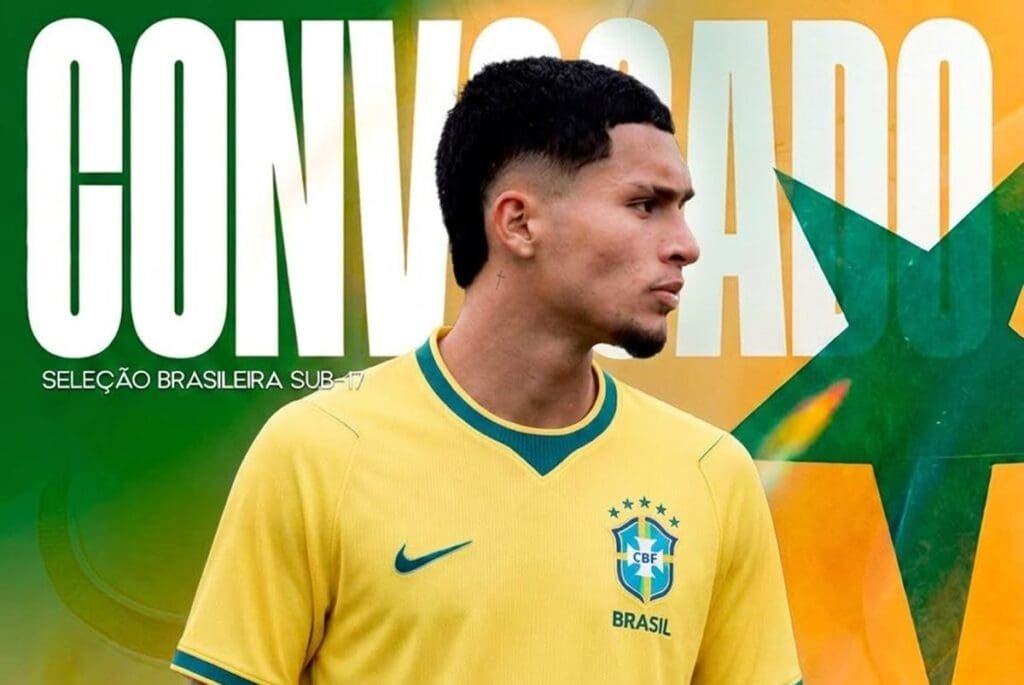 Arte com João Vitor Couto, do Flamengo, convocado para a seleção brasileira sub-17